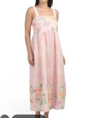 Bellambra Made In Italy Linen Pink Maxi Dress Size Medium